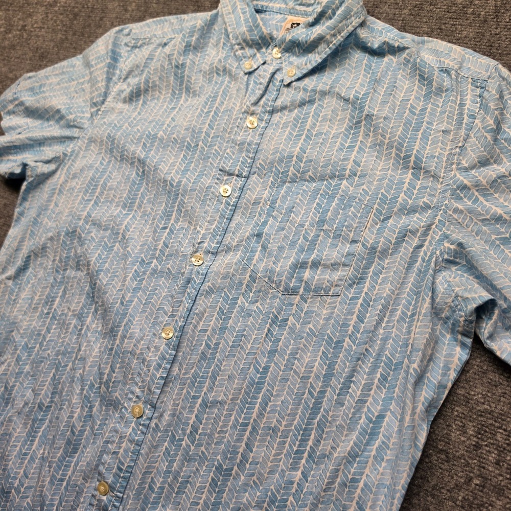 Kennington Ltd California Mens XL Blue Chevron Print Short Sleeve Button Down Sh